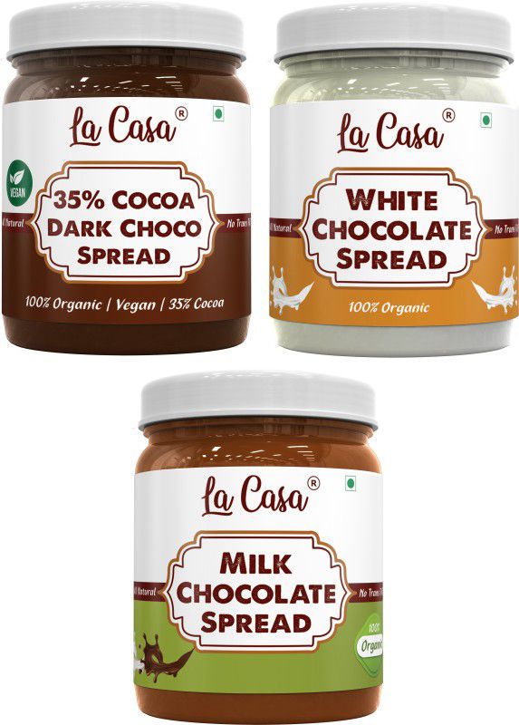 La Casa Choco Spread Combo - Dark+Milk+White Chocolate Spread | 1050 g  (Pack of 3)