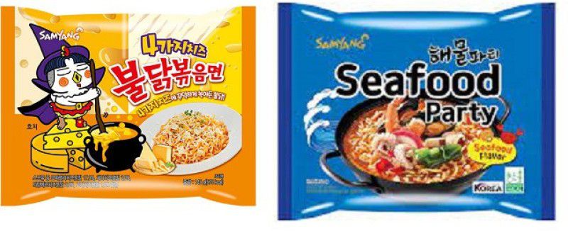 Samyang Hot Chicken Ramen Quattro Cheese and Sea food Instant Masala Noodles |140gm (Pack of 2) (Imported) Instant Noodles Non-vegetarian  (2 x 140 g)