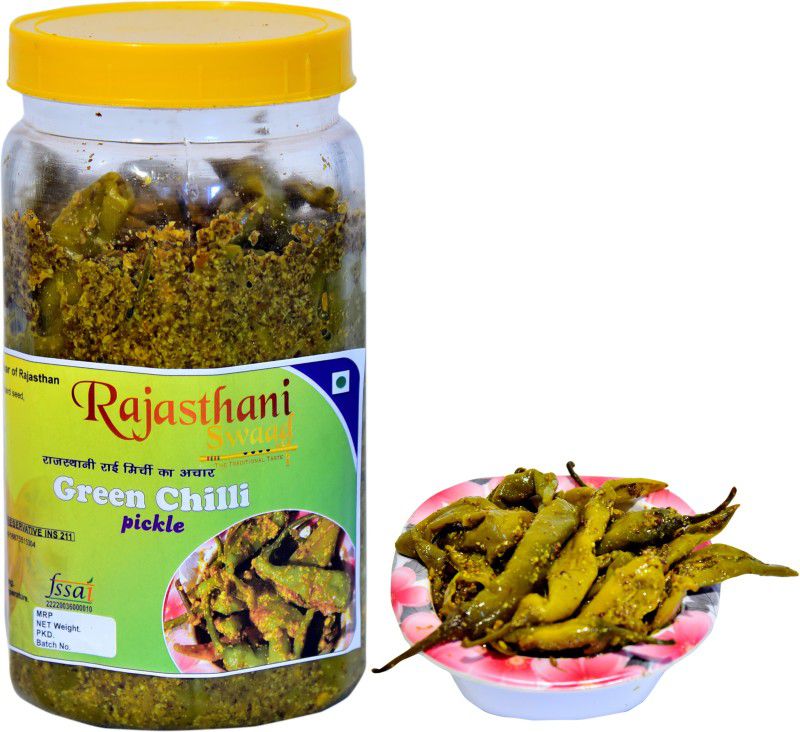 Rajasthani Swaad Rai Mirchi Ka Achar Homemade Green Chilli Pickle Athana Mirchi Green Chilli Pickle  (800 g)