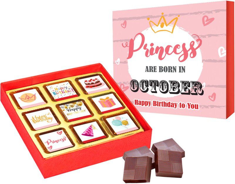 Chocoloony Happy Birthday Princess Design Chocolate Giftpack for Sister, Fiance, Girl, Wife Caramels  (9 Units)