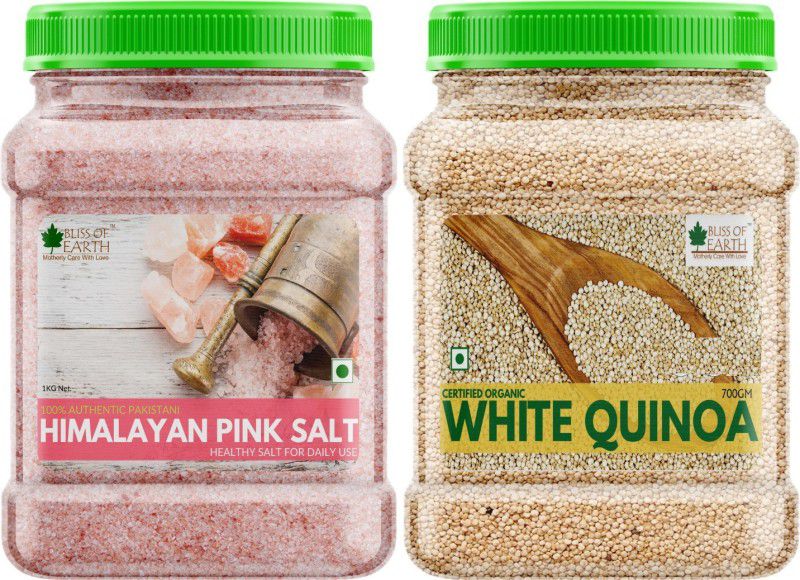 Bliss of Earth Combo Of USDA Organic White Quinoa (700gm) For Weight Loss, Raw Super food And Pure Pakistani Himalayan Pink Salt (1kg) Non Iodised for Weight Loss & Healthy Cooking (Pack Of 2) Combo  (1.7 kg)