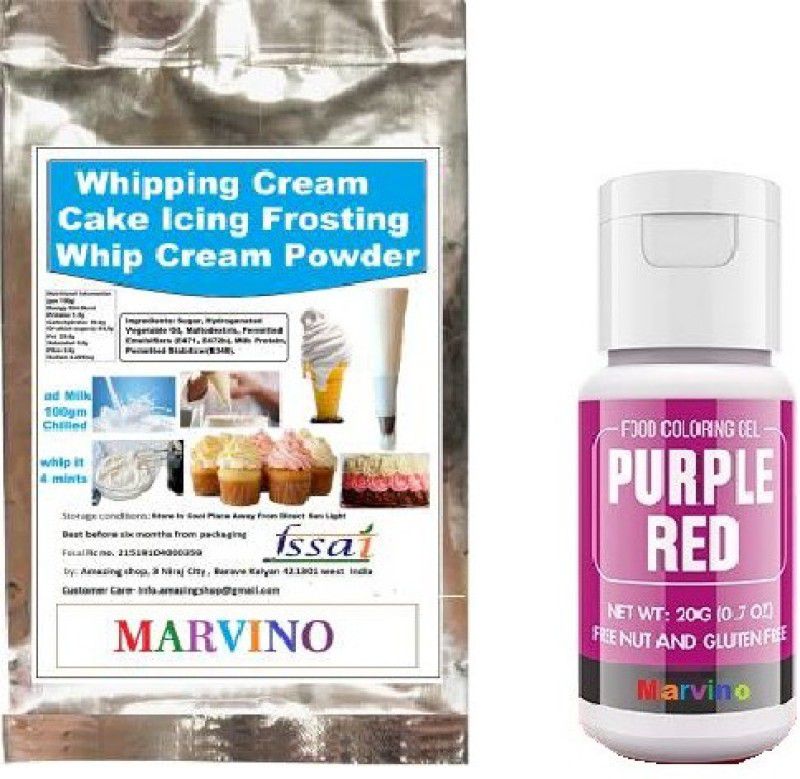 Marvino Whipping Cream Powder Cream & Purple Red Colour Raising Ingredient Powder  (2 x 60 ml)