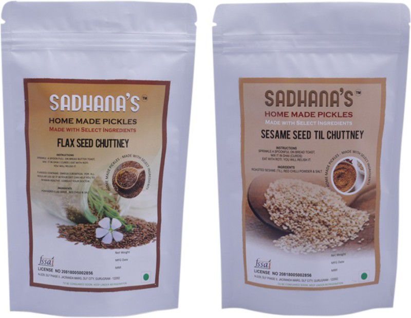 sadhana's Authentic Flax Seed & Sesame Dry Chutney Combo Chutney Powder  (2x100 g)