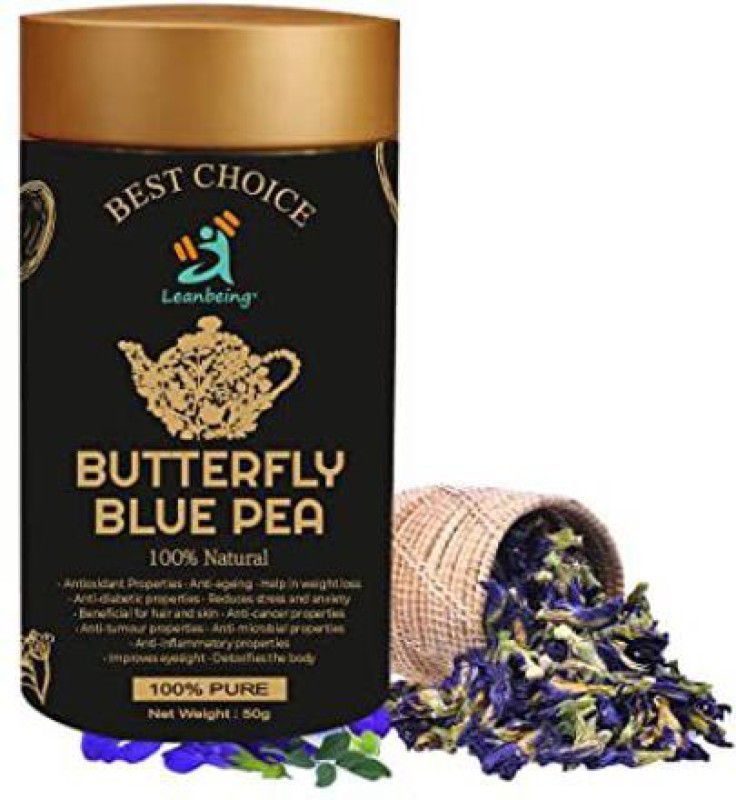 LEANBEING Butterfly Blue Pea Flower Tea, 50g - 200 CUPS |Premium Blue Tea, Brain Stimulant Tea Tin  (50 g)