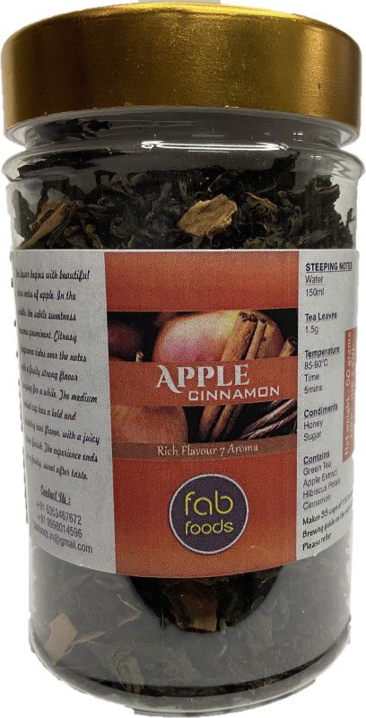 fab foods APPLE CINNAMON GREEN TEA WITH 2 RE-USABLE GREEN TEA BAGS Apple Green Tea Plastic Bottle  (50 g)