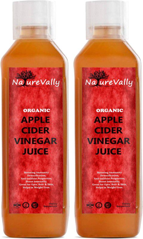 NatureVally Apple Cider Vinegar with Mother Vinegar For weight loss (S34) Natural Vinegar  (2 x 500 ml)