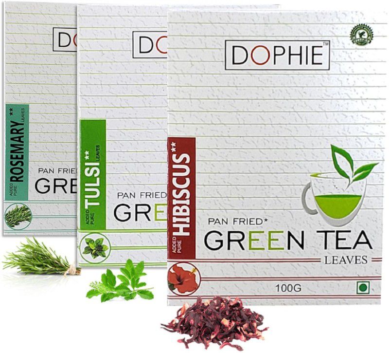 dophie Weight loss and Immunity Green Tea[COMBO-PACK-3]Rosemary Green tea -1,Tulsi/Basil Green Tea-1,Hibiscus Green Tea-1,For Immunity Booster, Weight loss and Overall Health(100g each) Herbs Green Tea Box  (3 x 100 g)