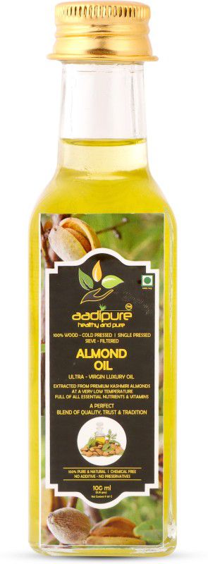 AADIPURE Cold Pressed Badam Tel | Virgin | Wood Pressed | 100% Pure and Unrefined Almond Oil Glass Bottle  (100 ml)