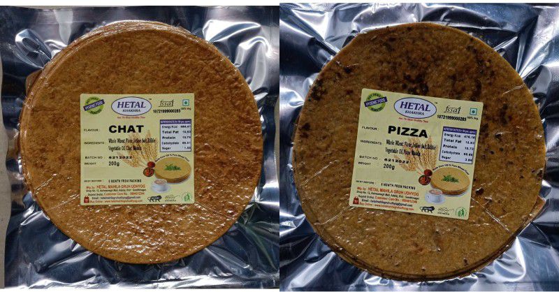 Hetal Khakhra Chaat Khakhra 200 gm x Pizza Khakhra 200 gm  (2 x 200 g)