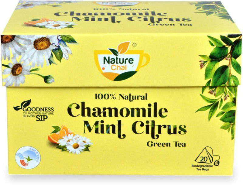 Nature Chai Chamomile Mint Citrus Green Tea Chamomile, Mint, Citrus Herbal Infusion Tea Box  (20 Bags)