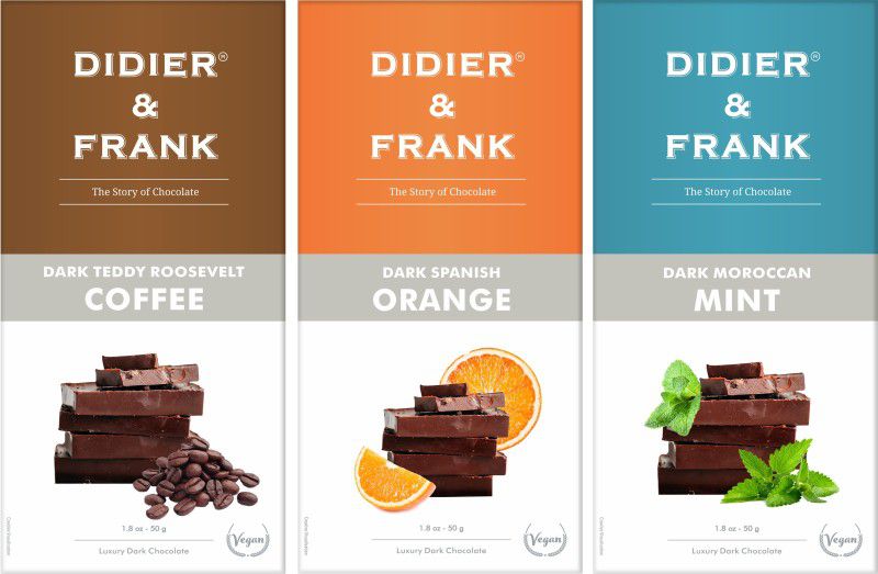 Didier & Frank Chocolate Coffee Dark 50g, Orange Dark 50g, Mint Dark 50g Pack of 3 Bars  (3 x 50 g)