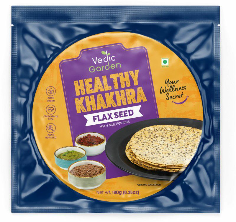Vedic Garden Flax Seed Healthy Khakhra With Multigrains, Crispy Indian Snacks, Diet Friendly  (2 x 180 g)