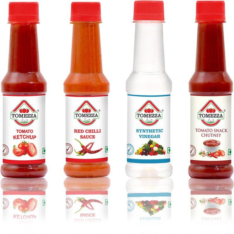 tomezza Tomato Ketchup, Red Chilli Sauce, Synthetic Vinegar and Tomato Snack Chutney, Combo Offer Pack of 4( 200g Each) Sauces & Ketchup  (4 x 200 g)