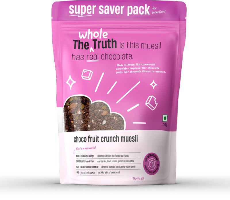The Whole Truth - Breakfast Muesli - Choco Fruit Crunch - SUPER SAVER PACK - 750g Pouch  (750 g)
