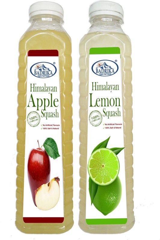 Badrika Pure Natural Apple & Lemon | Pahari Nimbu Squash | Sharbat  (2000 ml, Pack of 2)
