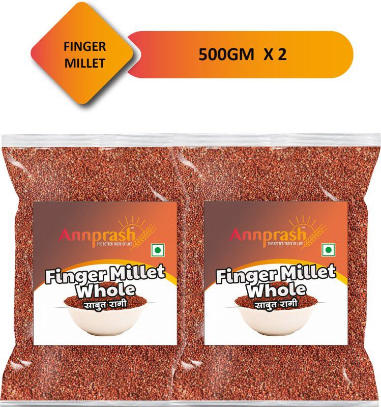 Annprash Best Quality Finger millet whole/ Ragi Sabut - 1kg (500gmx2) Ragi  (1 kg, Pack of 2)