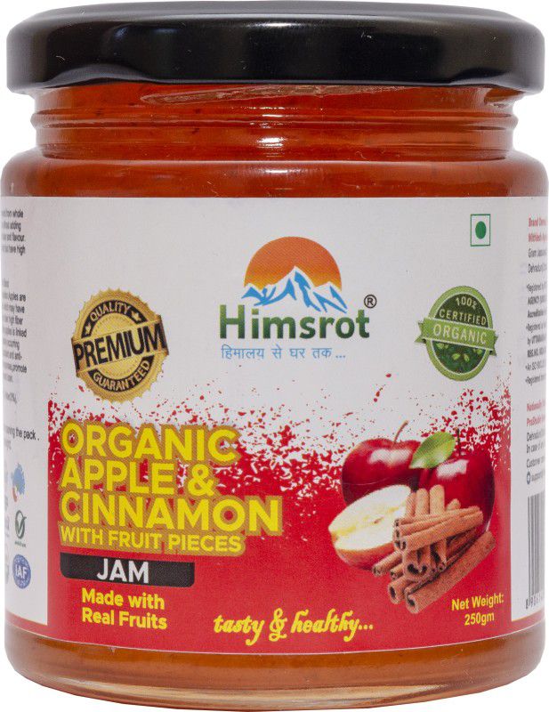Himsrot Organic Apple & Cinnamon Marmalade Jam With Real Fruit Pieces 250 g