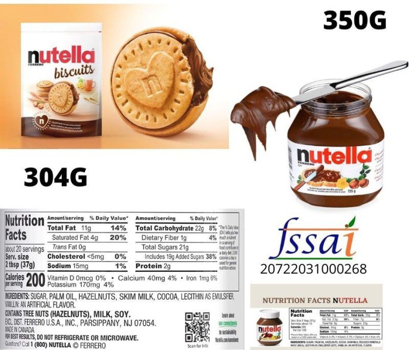 nutella Ferrero Biscuit 304 G + Hazelnut Spread 350 G (Combo Of 2) (IMPORTED FROM ITLAY) 654 g  (Pack of 2)