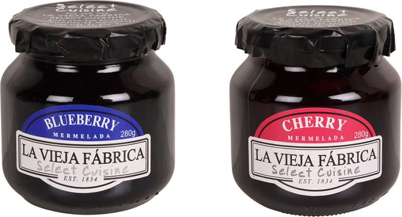 La Vieja Fabrica Blueberry & Cherry Mermelada Jam, 560 g, Combo Pack 560 g  (Pack of 2)