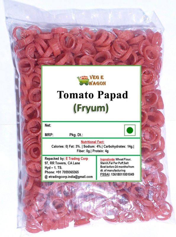 Veg E Wagon Tomato Flavor Rings Papad in Pouch 1 Kg Fryums 1 kg