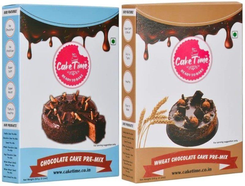 Cake Time Wheat Chocolate 500g Instant mix uper soft and moist 500 g  (Pack of 2)