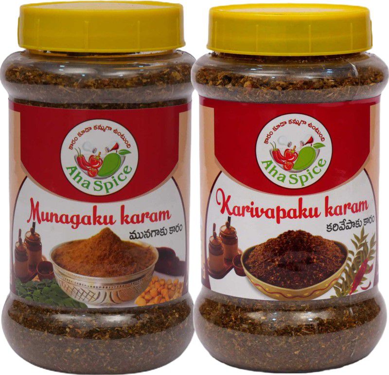 AHA DRUMSTICK LEAVES spicemix powder and CURRY LEAVES spice powder Red Chilli, Drumstick Pickle  (2 x 250 g)