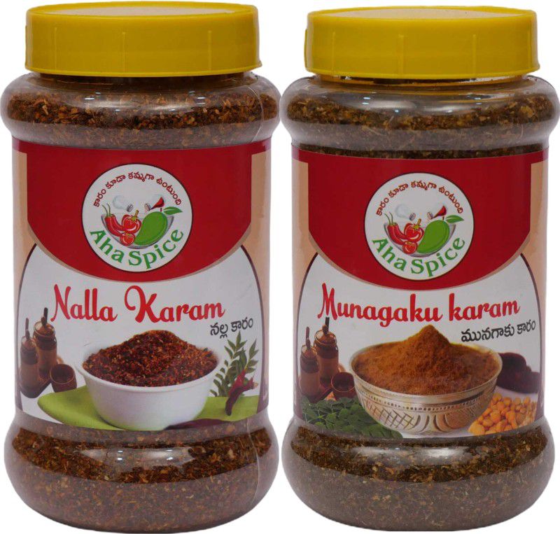 AHA NALLA Karam 250Grams and DRUMSTICK Leaves Karam powder Drumstick, Red Chilli Pickle  (2 x 250 g)