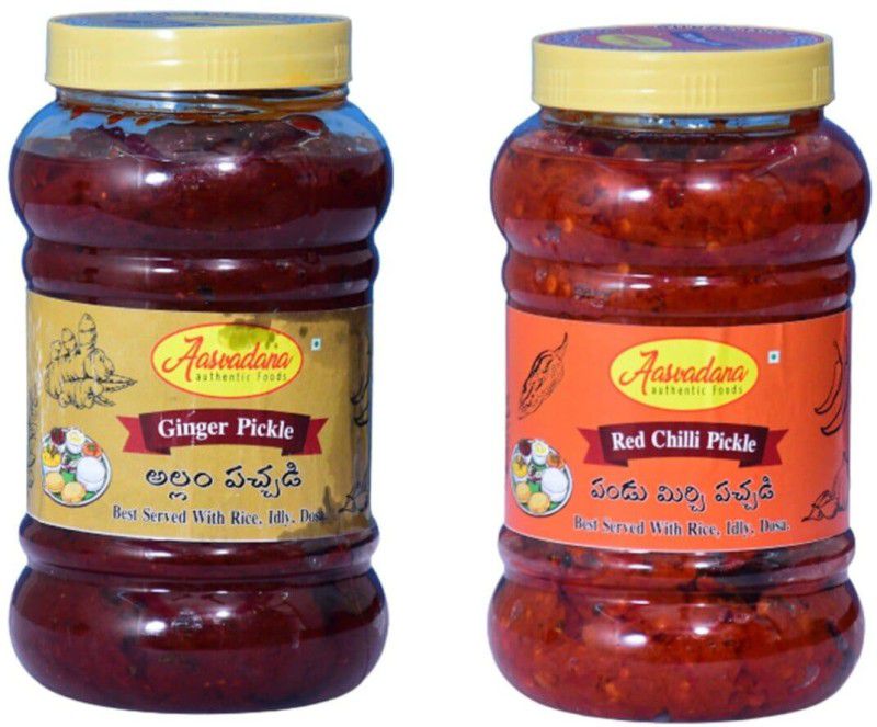 Aasvadana-Authentic Sweets Ginger and Red Chilli Pickle Ginger, Red Chilli Pickle  (2 x 500 g)