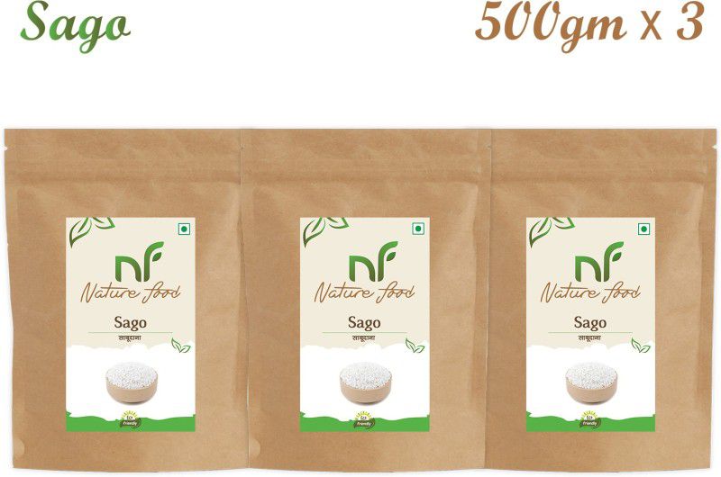Nature food Good Quality Sabudana / Sago - 1.5KG (500gm x 3) Sago  (1.5 kg, Pack of 3)