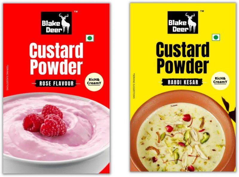 Blakedeer Custard Powder Rose| Rabdi Kesar Flavour Combo, 200g Custard Powder  (2 x 100 g)