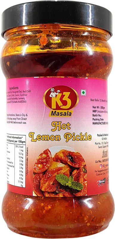 K3 Masala Hot Lemon Pickle 500gm. Lemon Pickle  (500 g)