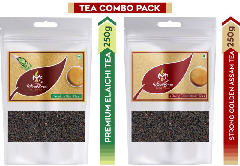 MindBrew Strong Golden Premium Assam Tea Leaf and Premium Elaichi Masala Tea Leaf Combo Cardamom Tea Pouch  (2 x 125 g)