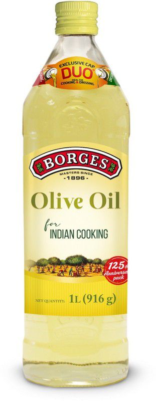 Borges Extra Light Olive Oil, Edible Premium Grade, For Daily Indian Cooking Olive Oil Glass Bottle  (1 L)