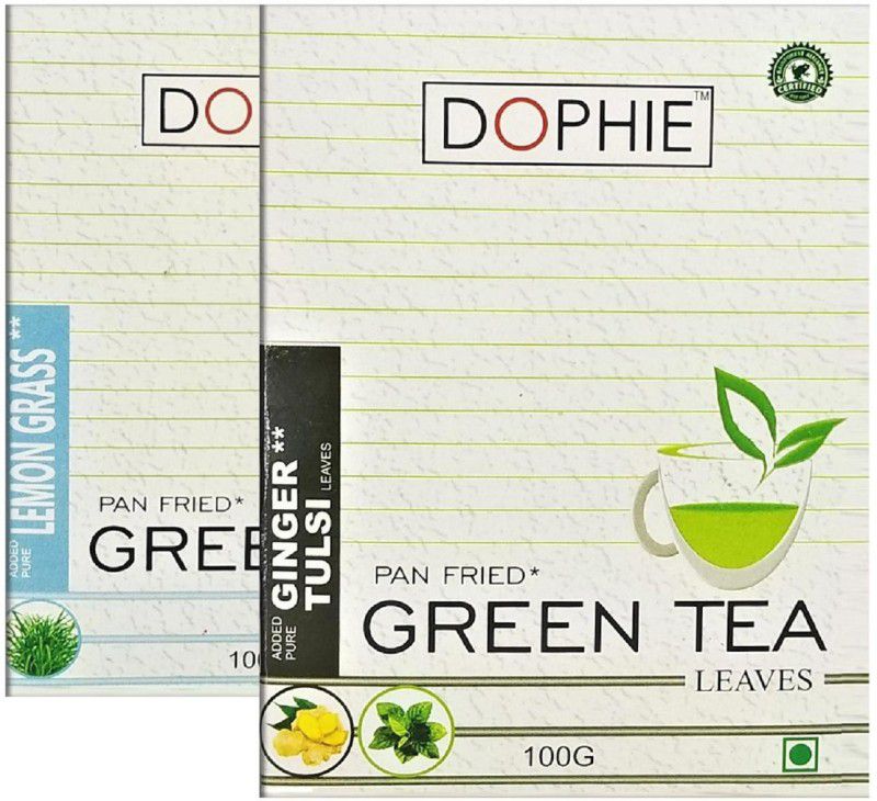 dophie Lemong grass green tea , Green tea Ginger Tulsi [COMBO PACK-2] Light and Refreshing, Good Source of Antioxidants, Vitamins, and Minerals (100gm Each) Herbs Green Tea Box  (2 x 100 g)