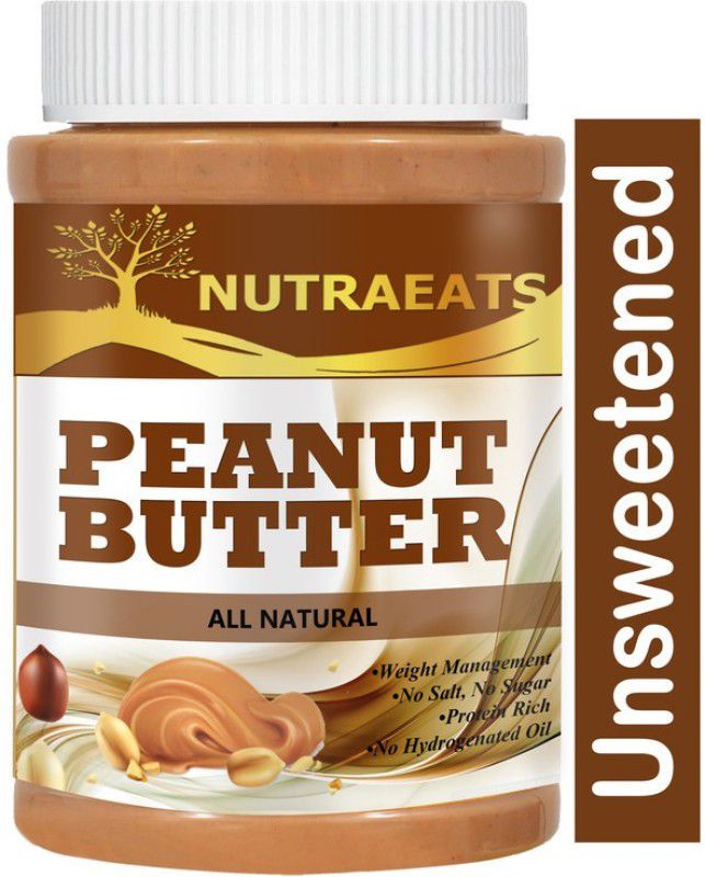 NutraEats Nutrition 100% All Natural Peanut Butter (Crunchy), 907g (Unsweetened, Non-GMO, Gluten Free, Vegan) Premium(130) 1 kg