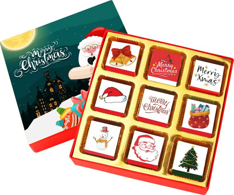 Chocoloony Merry Christmas and Happy New Year Chocolate Gift Box, 9 Pcs Milk Chocolate INA-CH710 Bars  (9 Units)