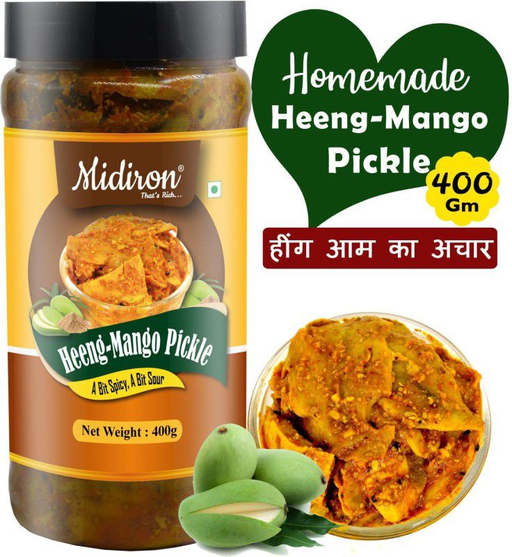 Midiron Heeng Mango Pickle| Tasty & Spicy Homemade Pickle with Indian Traditional Spices| Heeng Aam Ka Aachar (400g) Green Chilli Pickle  (400 g)