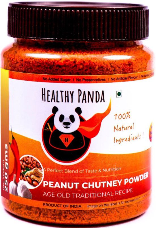 HEALTHY PANDA Uttar Karnataka’s Famous Pounded Peanut Garlic Chutney Powder/Groundnut Chutney Powder/Shenga Chutney/Shenga Lasun Chutney(100% Natural & Healthy)(500 Gms) 500 Gms x Pack of 1 Chutney Powder  (500 g)