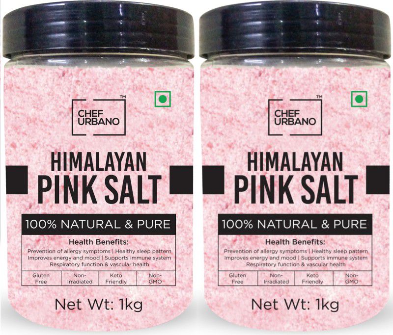 Chef Urbano Himalayan Pink Salt 1 Kg * 2 Rock Salt  (2 kg, Pack of 2)