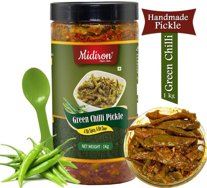 Midiron Green Chilli Pickle, Mirch ka Aachar, Homemade Aachar, Punjabi Traditional Hari Mirch Pickle, No Chemical, Preservative Free Green Chilli Pickle  (1 kg)