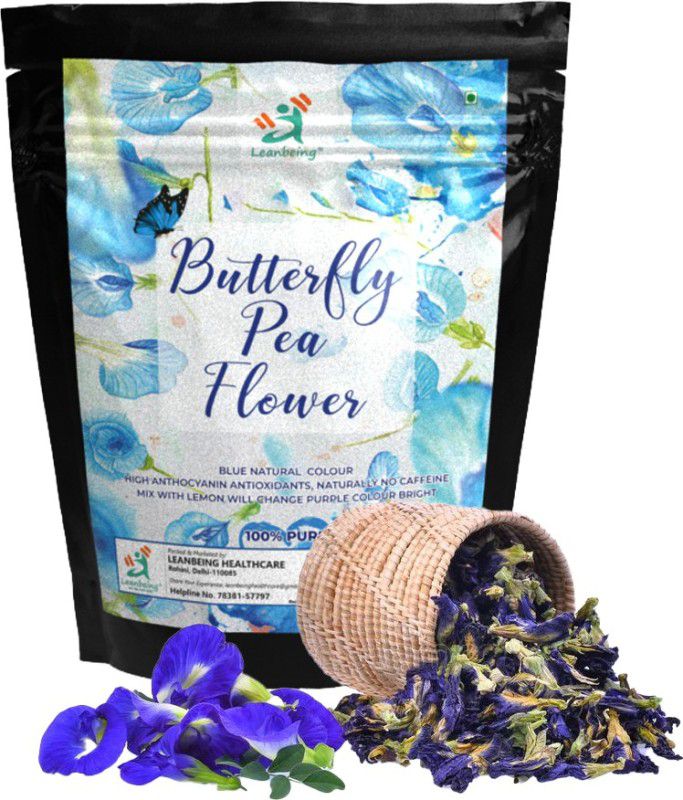 LEANBEING Butterfly Blue Pea Flower Tea, 50g 200 cups |Premium Blue Tea, Brain Stimulant, Rich in Antioxidants | Good for skin Herbs Herbal Tea Pouch  (50 g)