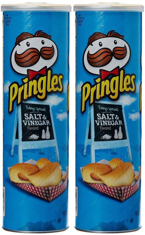 Pringles Salt & Vinegar Potato Crisps, 158g (Pack of 2) Chips  (2 x 158 g)