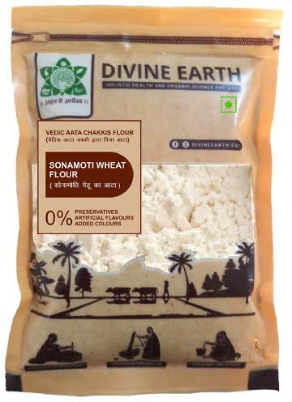 Divine Earth Vadik Stone Ground Sonamoti Wheat Flour, Whole Wheat Atta Sonamoti Gehu Atta  (1 kg)