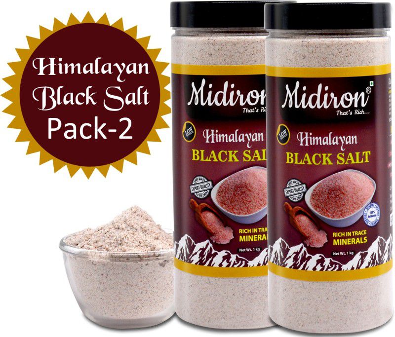 Midiron Premium Quality Himalayan Black Salt (Kala Namak) Pack-2 (300g) Black Salt  (2 kg, Pack of 2)
