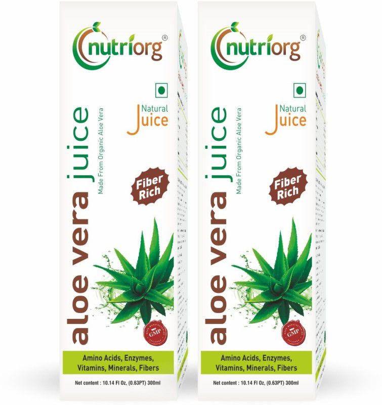 Nutriorg Fiber Rich Aloe vera Juice - Made from Organic Aloe vera  (2 x 300 ml)