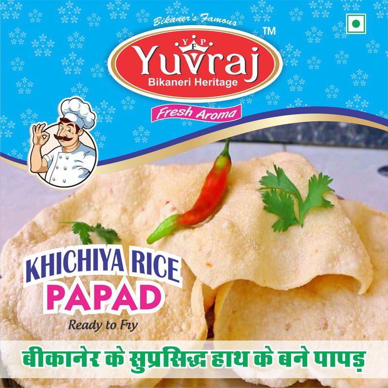 Yuvraj Food Product Rice papad (Jeera ) Rajasthani khichiya handmade marwari taste 500 gm Fryums 500 g