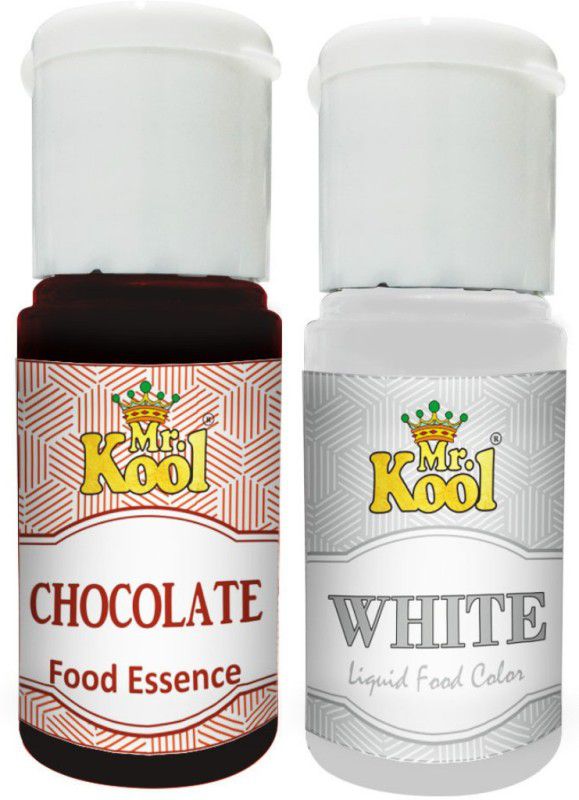 Mr.Kool Food Essence Chocolate & Food Color White 20 ML Each. Pack Of 2 Combo. Food Essence And Food Color For Backing Cakes, Cookies, Ice cream, Sweets. Combo  (40 ml)