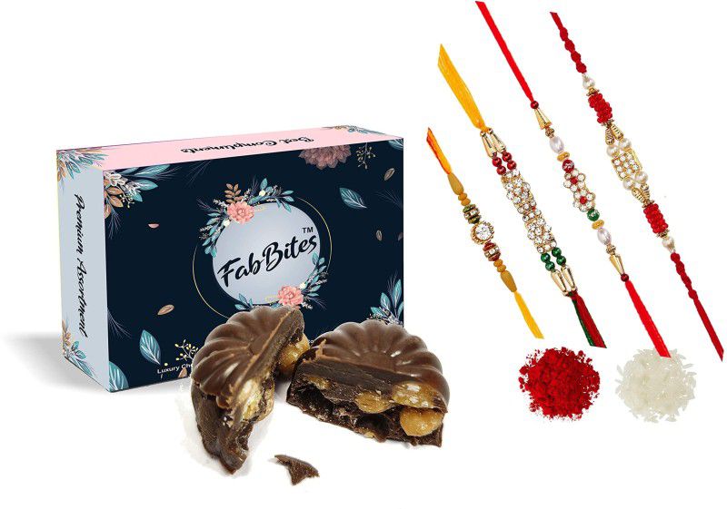 FabBites Butterscotch chocolate with rakhi ,chawal and tilak Combo  (7)