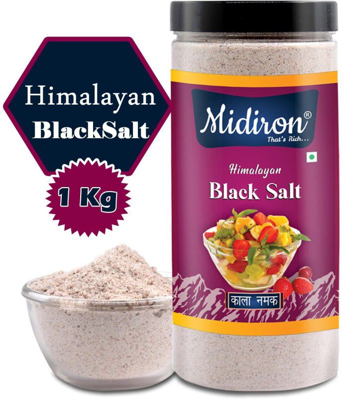 Midiron Himalayan Black Salt, Kala Namak, Low Sodium Black Salt, , Premium Quality Black Salt (1 Kg) Black Salt  (1 kg)