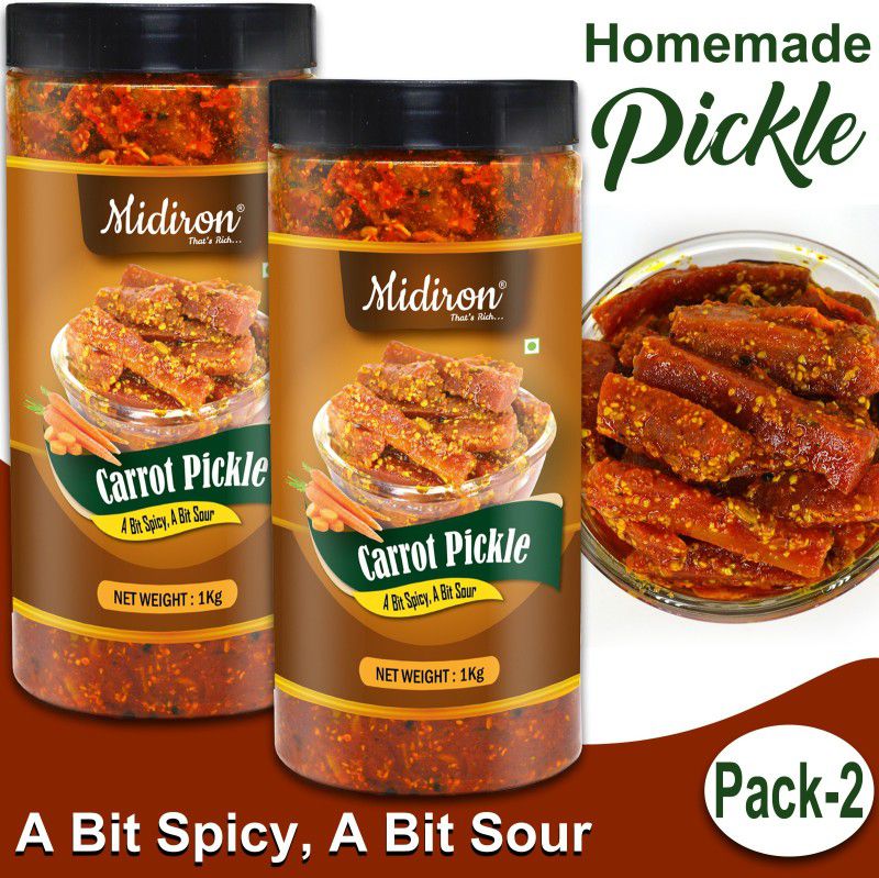 Midiron Carrot Pickle| Homemade Pickle Combo| Traditional Indian Spices Amla Pickle| Gajar Ka Achar (1 kg) (Pack-2) Carrot Pickle  (2 x 1 kg)
